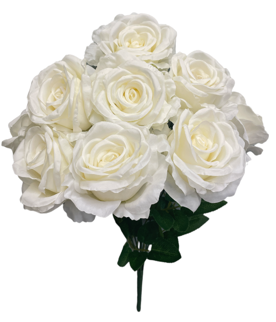 20" Silk Open Rose Bush ( INT0071-#1 Cream )( B930 )
