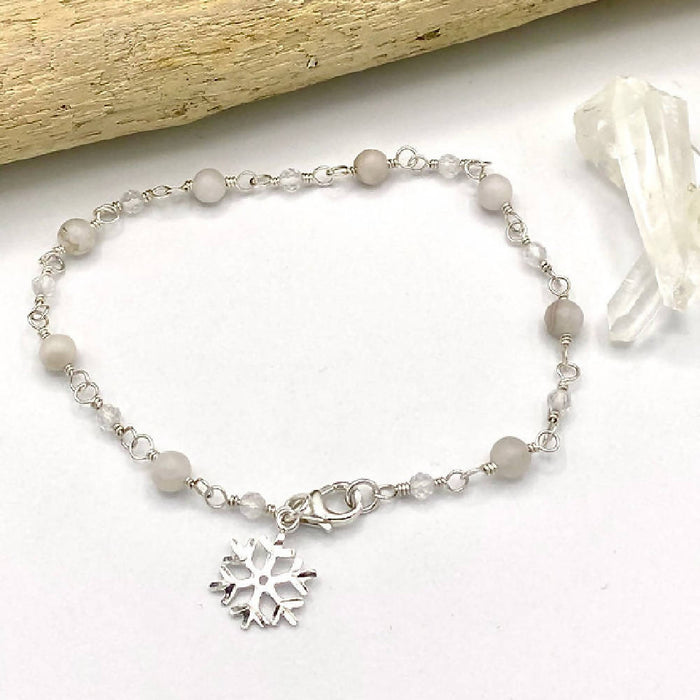 Agate Snowflake Charm Bracelet