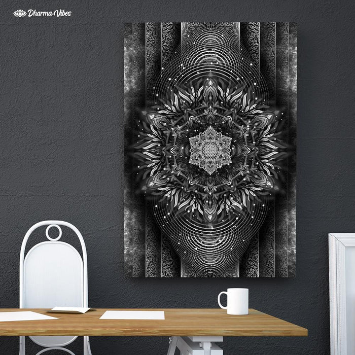 Aligned Flower Black by YantrArt Design 1-Piece Canvas