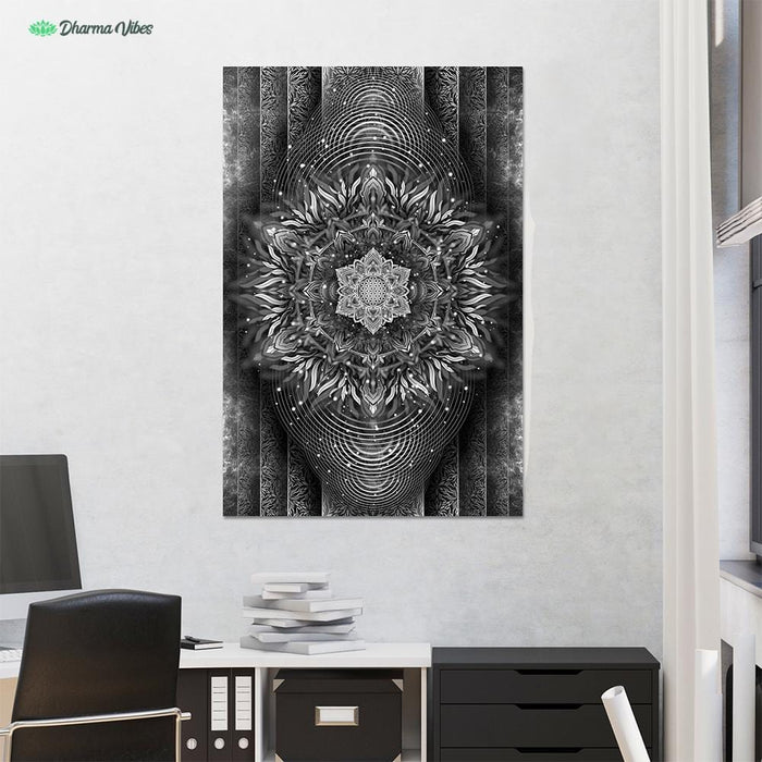 Aligned Flower Black by YantrArt Design 1-Piece Canvas