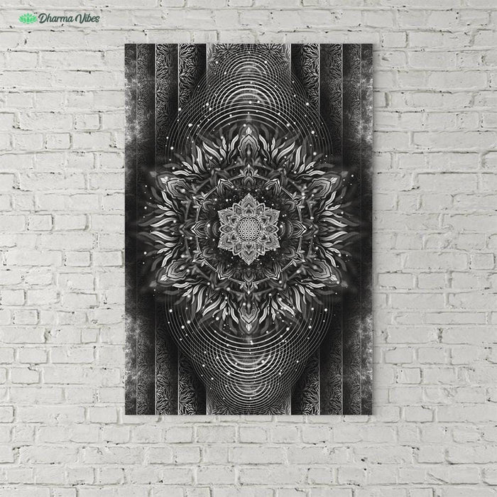 Aligned Flower Black by YantrArt Design 1-Piece Canvas