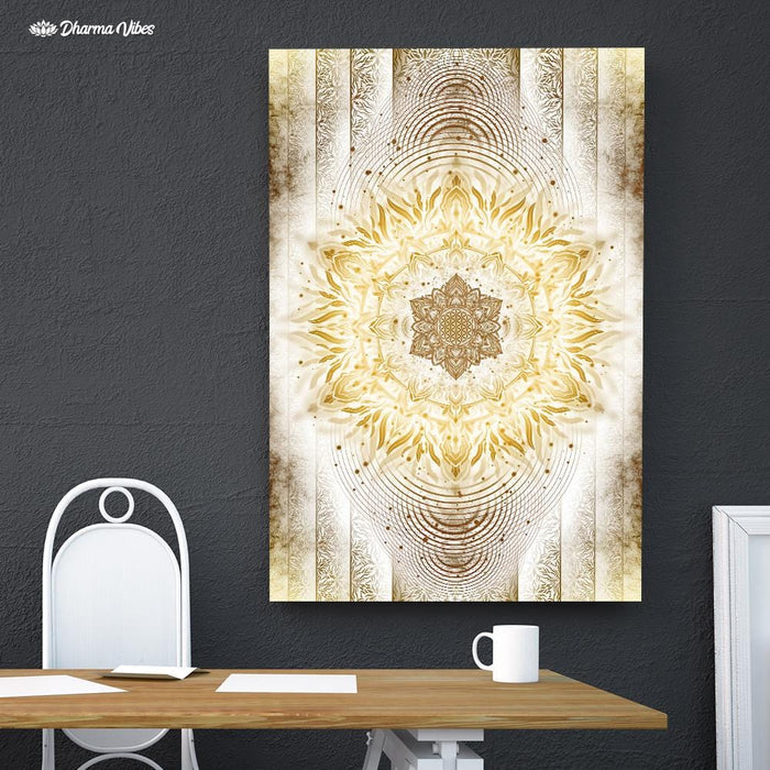 Aligned Flower Clear Gold by YantrArt Design 1-Piece Canvas
