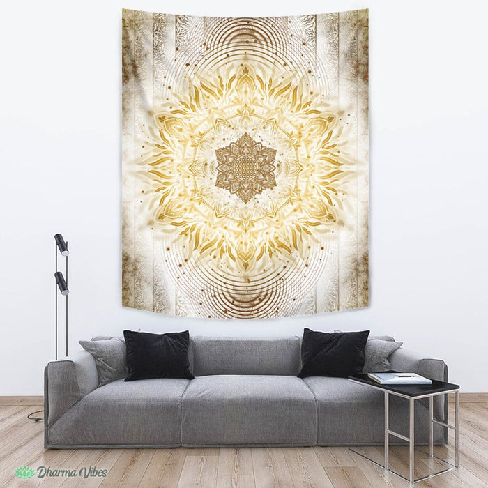 Aligned Flower Clear Gold by YantrArt Design Tapestry