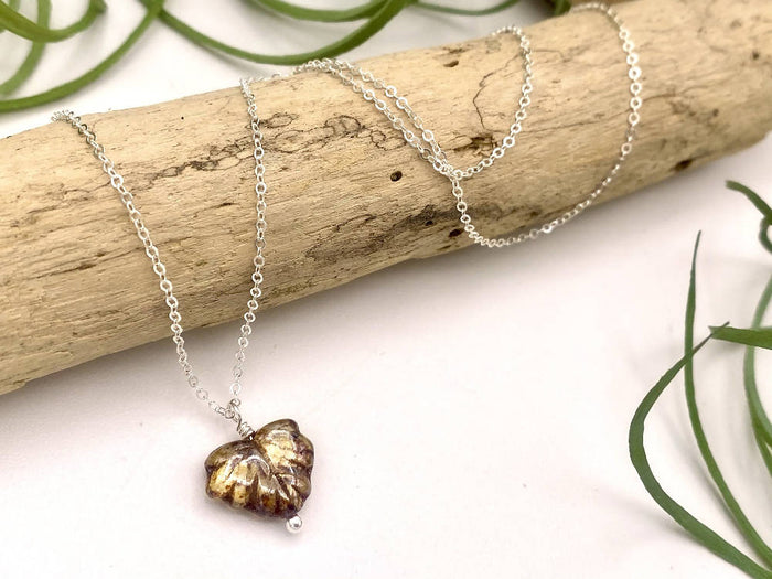 Amber Leaf Peeper Necklace