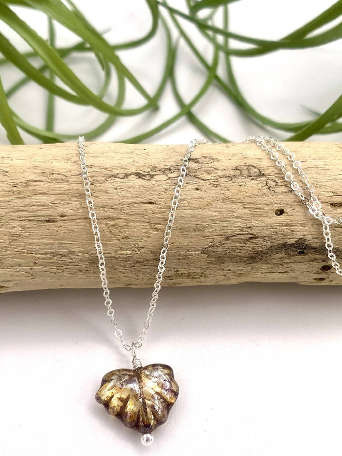Amber Leaf Peeper Necklace