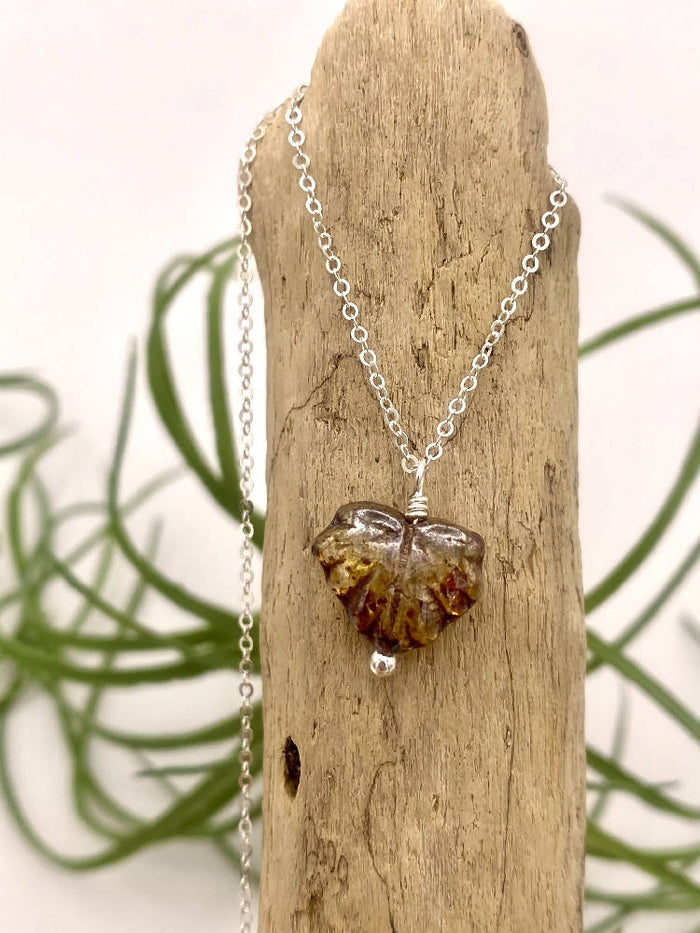Amber Leaf Peeper Necklace