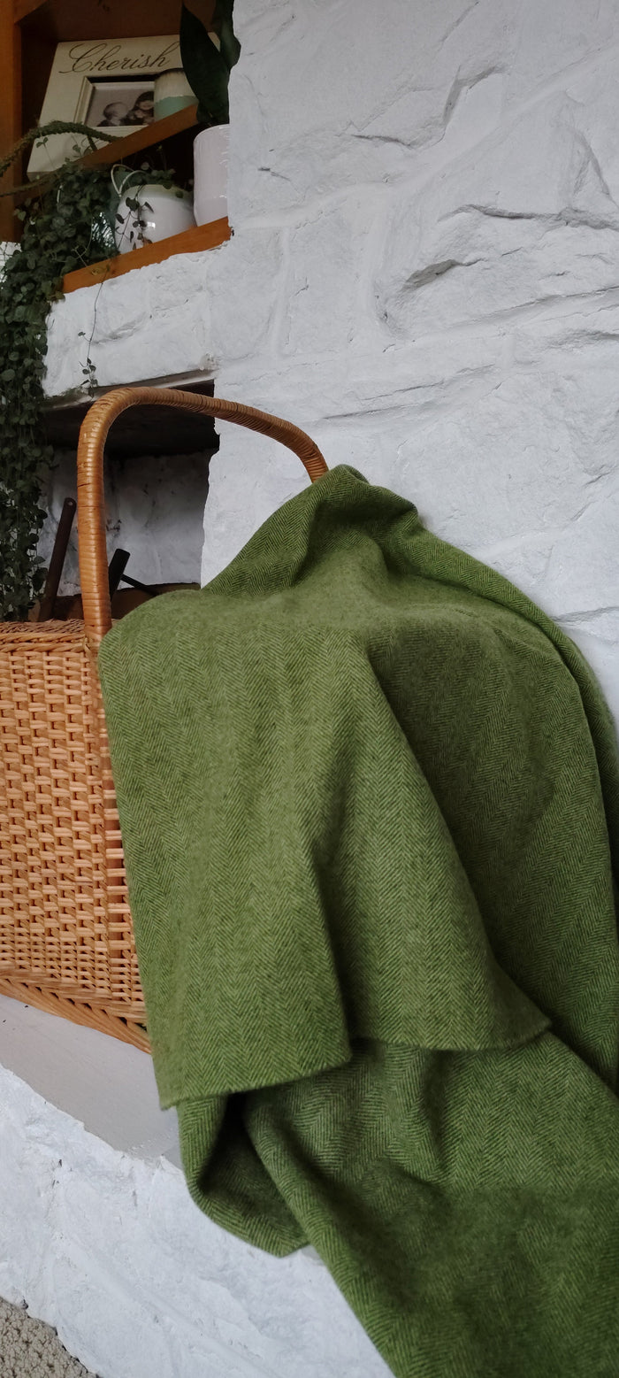 Avocado Hand Dyed Herringbone Wool (Wholesale)