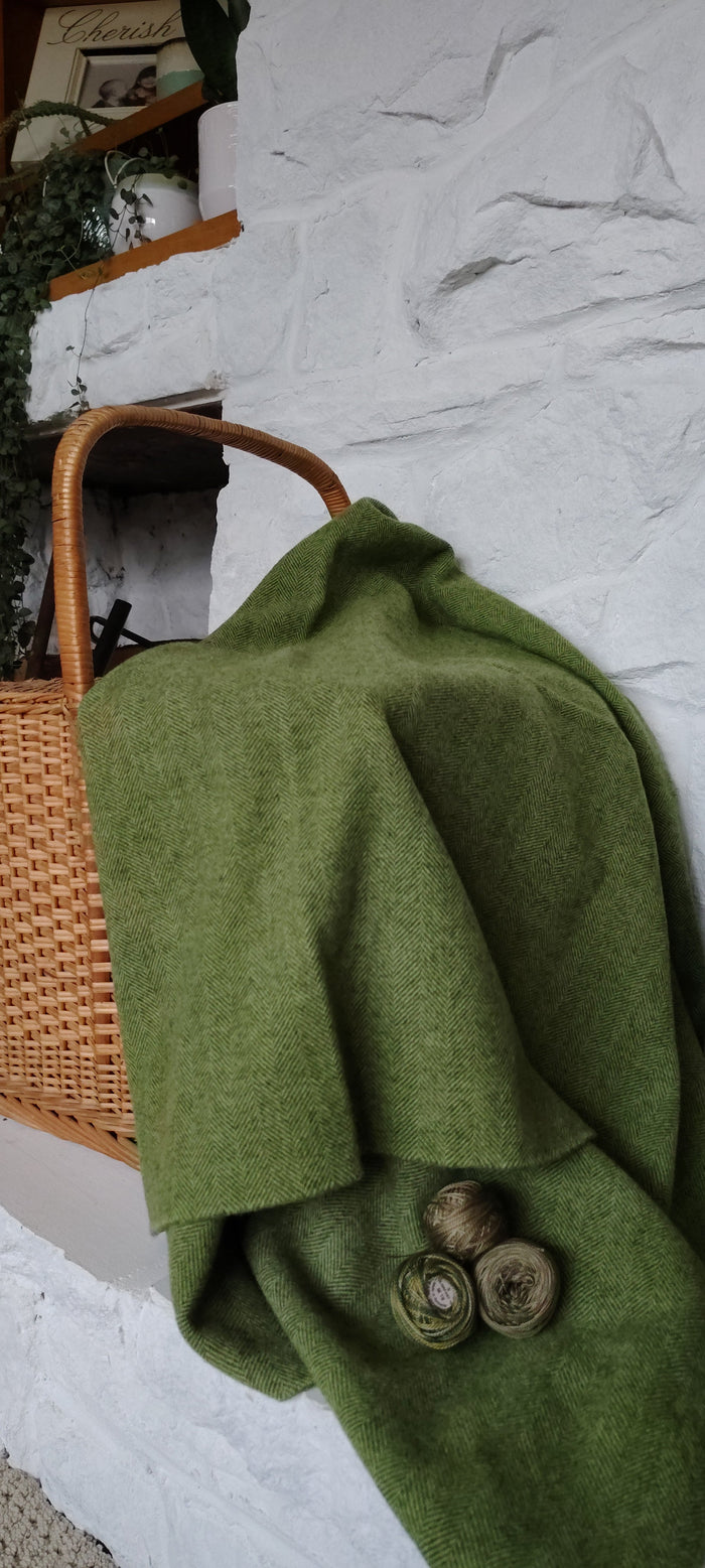 Avocado Hand Dyed Herringbone Wool (Wholesale)