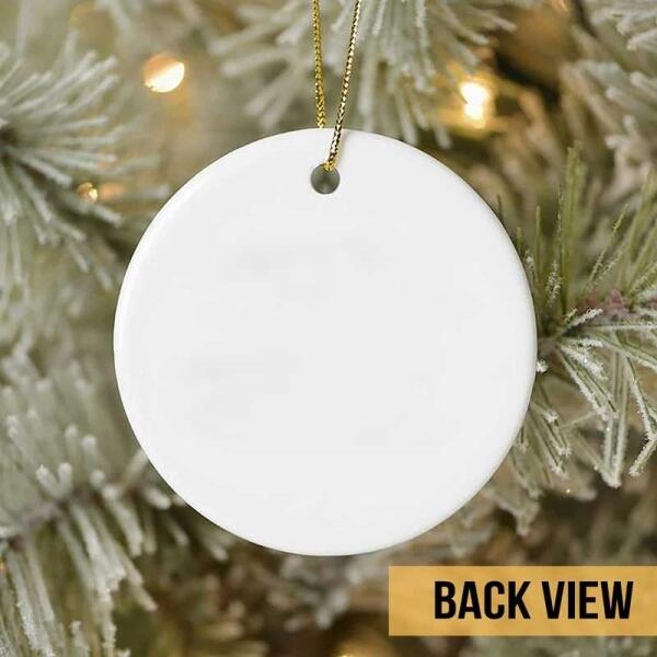 Because Of You I Laugh A Little Harder Cry A Little Less, Pawprints Circle Ceramic Ornament, Personalized Christmas Dog
