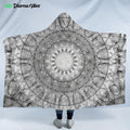 Black and White Mandala by Mcashe Hooded Blanket