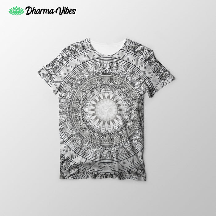 Black and White Mandala by Mcashe T-Shirt