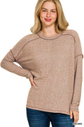 Brown Brushed Hacci Knit Tunic - Posh West Boutique