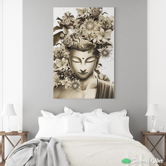 Buddha flowers meditation light version by McAshe 1-Piece Canvas