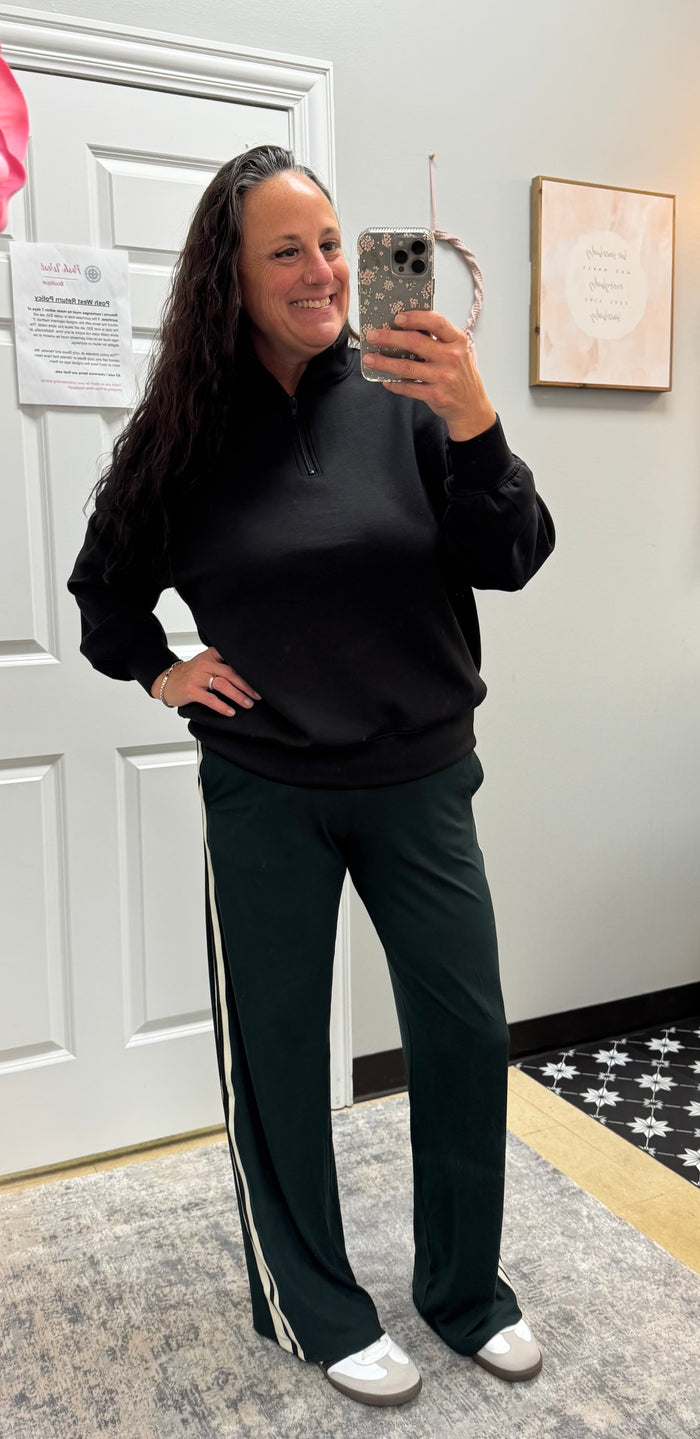 Butter Soft Green Striped Straight Pant - Posh West Boutique