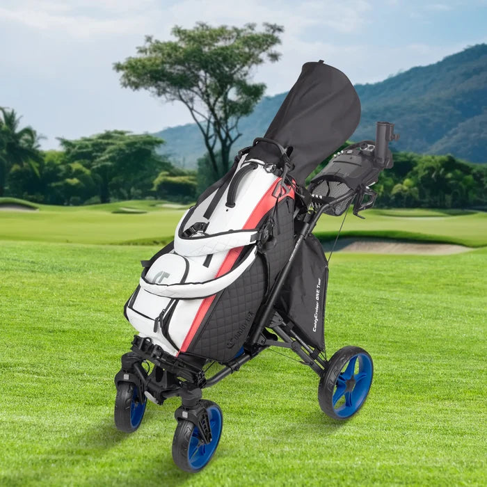 Caddytek CaddyCruiser ONE Tour 4-Wheel Golf Push Cart with Swivel Front Wheel