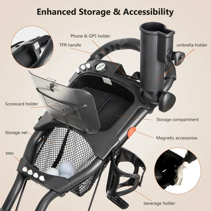 Caddytek CaddyLite EZ Tour Golf Push Cart with Hand Brake