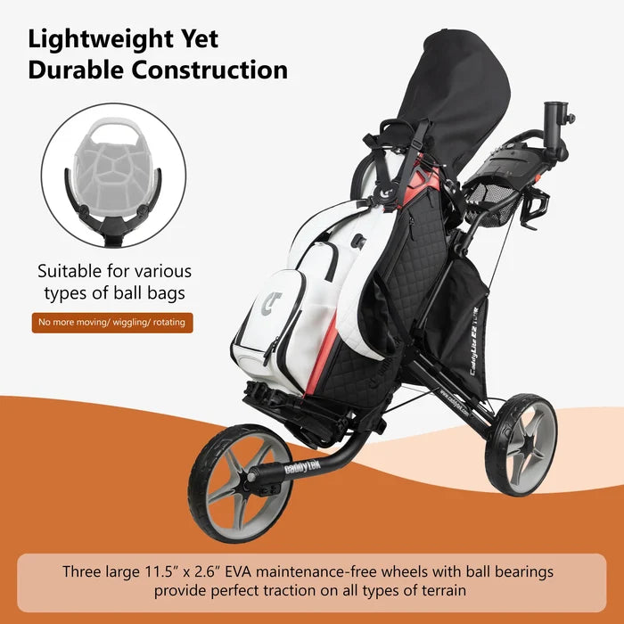 Caddytek CaddyLite EZ Tour Golf Push Cart with Hand Brake