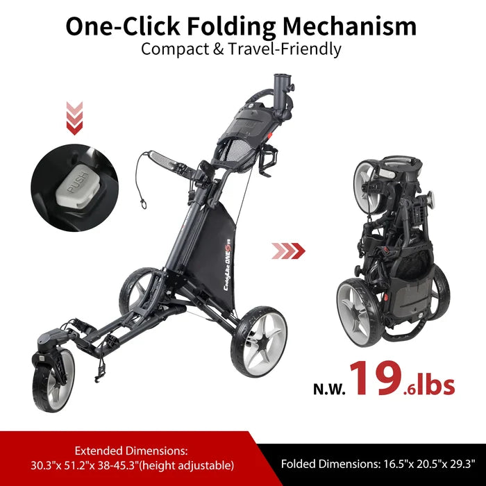 Caddytek CaddyLite ONE Swivel v8 Golf Push Cart | One-Click Auto Fold & Swivel Wheel