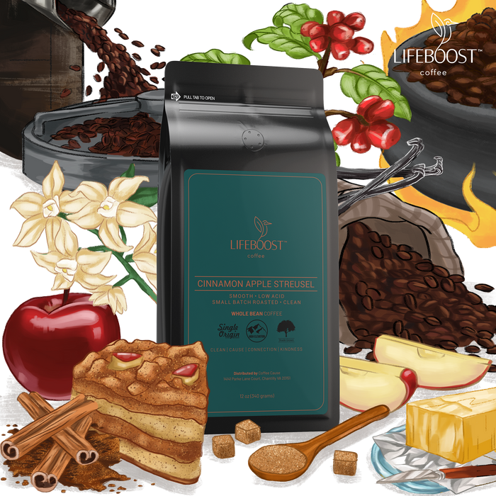 Healthy Low Acid Cinnamon Apple Streusel Coffee