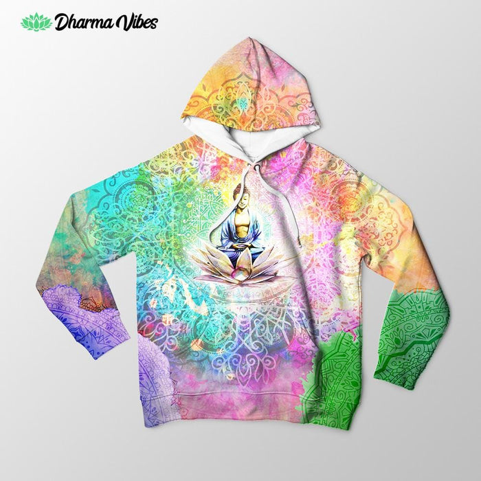 Colorful Buddha Meditation by Mcashe Hoodie