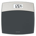 Digital glass scale with grey brushed stainless steel top and central readout