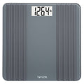 Digital glass scale with textured herringbone panels and central digital display.