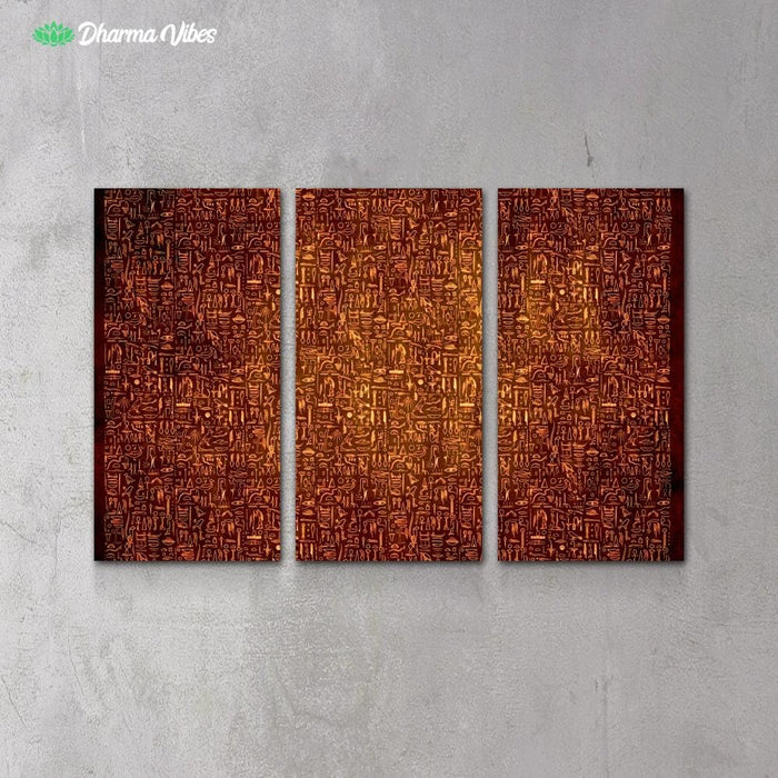 Egyptian Glyphs - Bright 2 by YantrArt 3-Piece Canvas