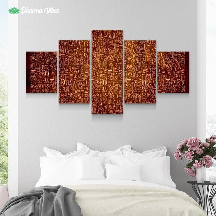 Egyptian Glyphs - Bright 2 by YantrArt 5-Piece Canvas