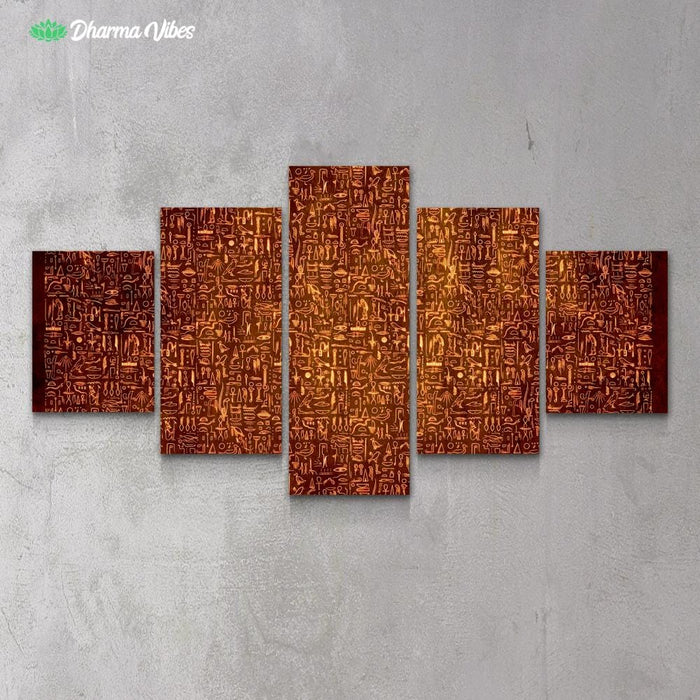 Egyptian Glyphs - Bright 2 by YantrArt 5-Piece Canvas