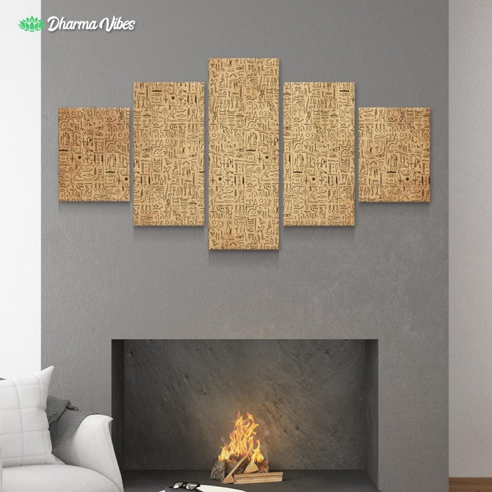 Egyptian Glyphs - Papyrus by YantrArt 5-Piece Canvas