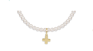 enewton Classic Pearl 3mm Bracelet - Signature Cross Gold Charm