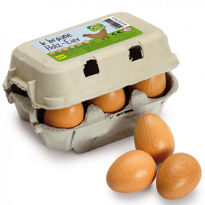 Erzi Wooden Eggs in Sixpack (brown)