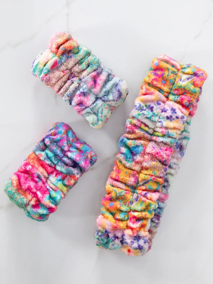 Face Wash Band Set - Pink Watercolor Patchwork - Posh West Boutique