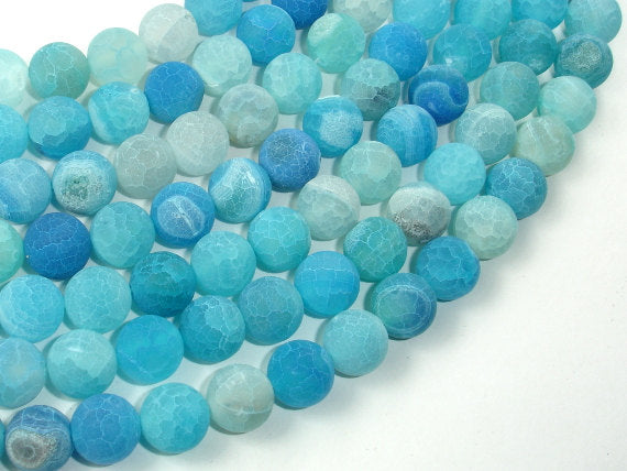 Frosted Matte Agate - Sea Blue, 10mm Round Beads-BeadBasic