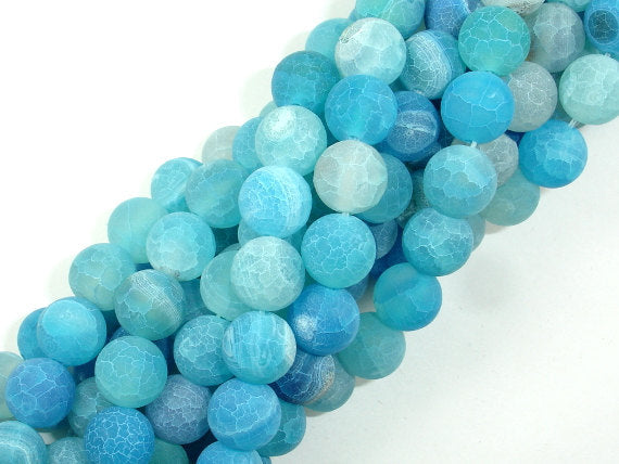 Frosted Matte Agate - Sea Blue, 10mm Round Beads-BeadBasic