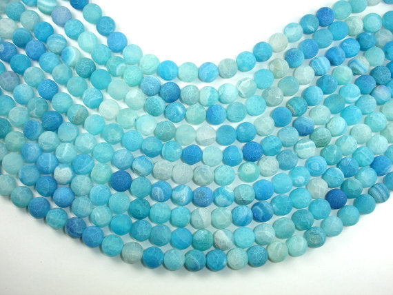 Frosted Matte Agate - Sea Blue, 10mm Round Beads-BeadBasic