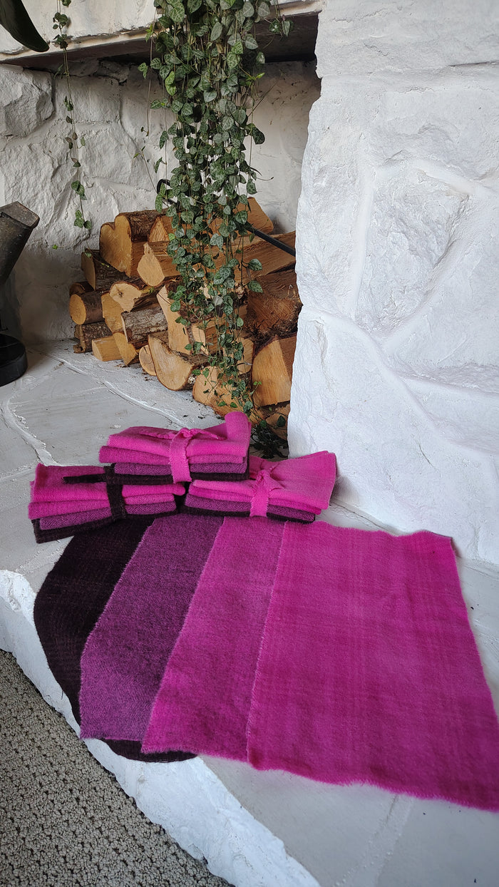Fuchsia Hand Dyed Wool Fat Sixteenth Bundle