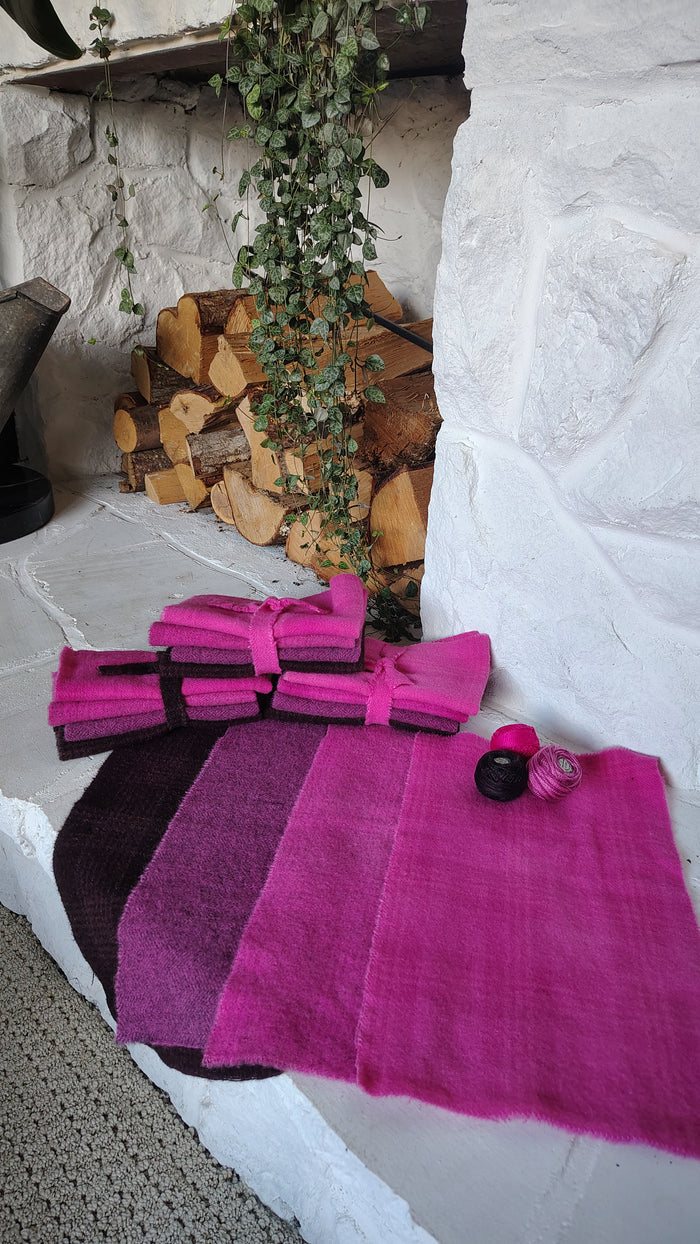 Fuchsia Hand Dyed Wool Fat Sixteenth Bundle