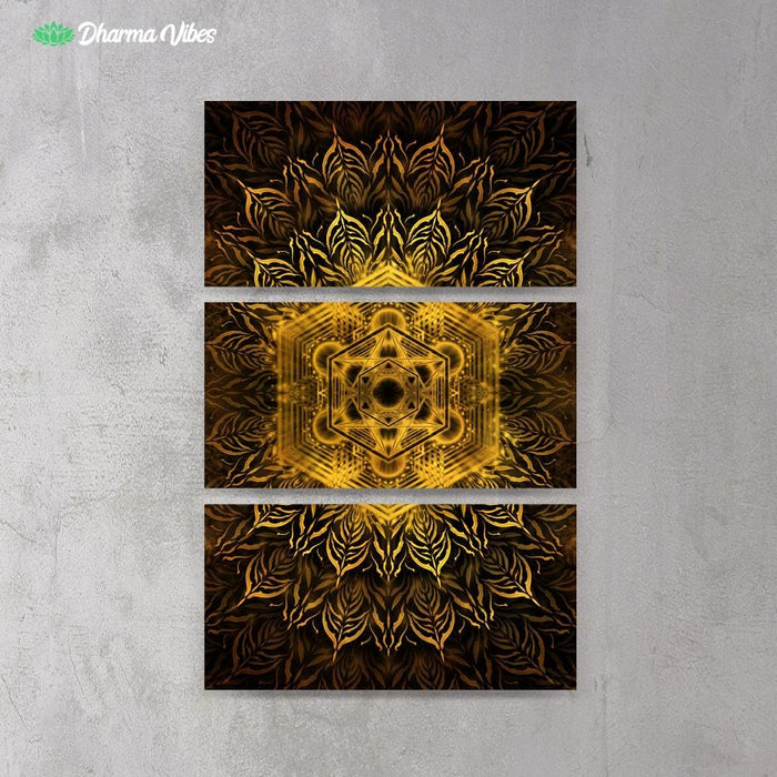 Golden Metatronic by YantrArt 3-Piece Canvas