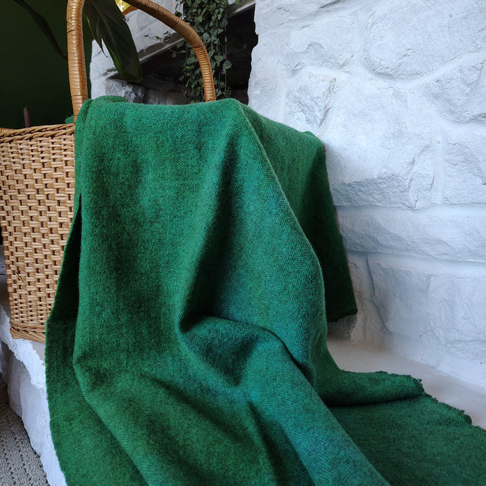 Green Hand Dyed Herringbone Wool