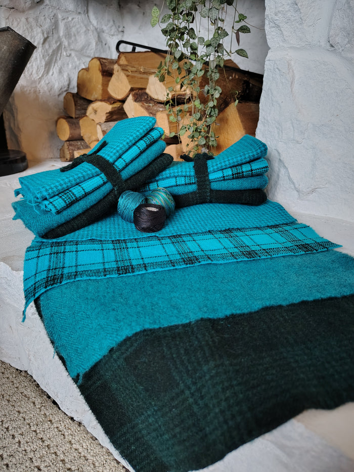 Imperial Blue Hand Dyed Wool Fat Sixteenth Bundle