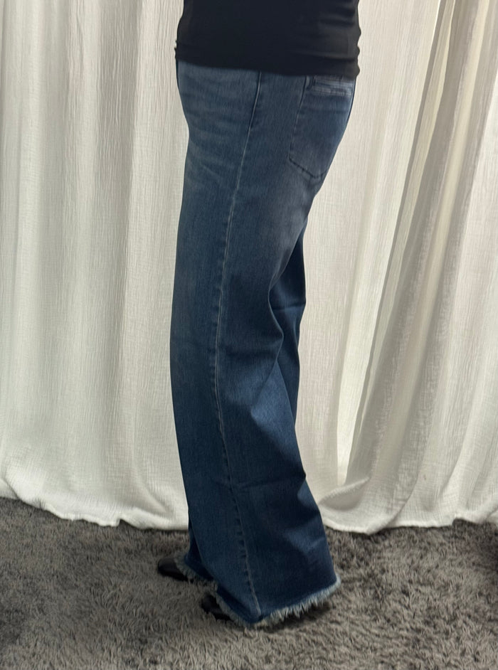 Judy Blue HW Button-Fly Straight w/Back Welt Pkts - Posh West Boutique
