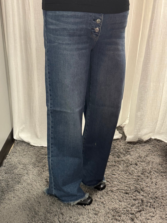Judy Blue HW Button-Fly Straight w/Back Welt Pkts - Posh West Boutique