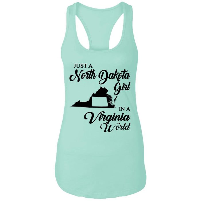 Just A North Dakota Girl In A Virginia World T Shirt - T-shirt Teezalo