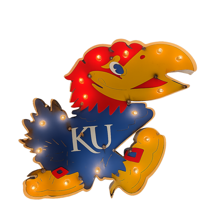 Kansas Jayhawks Logo Lighted Recycled Metal Wall Decor