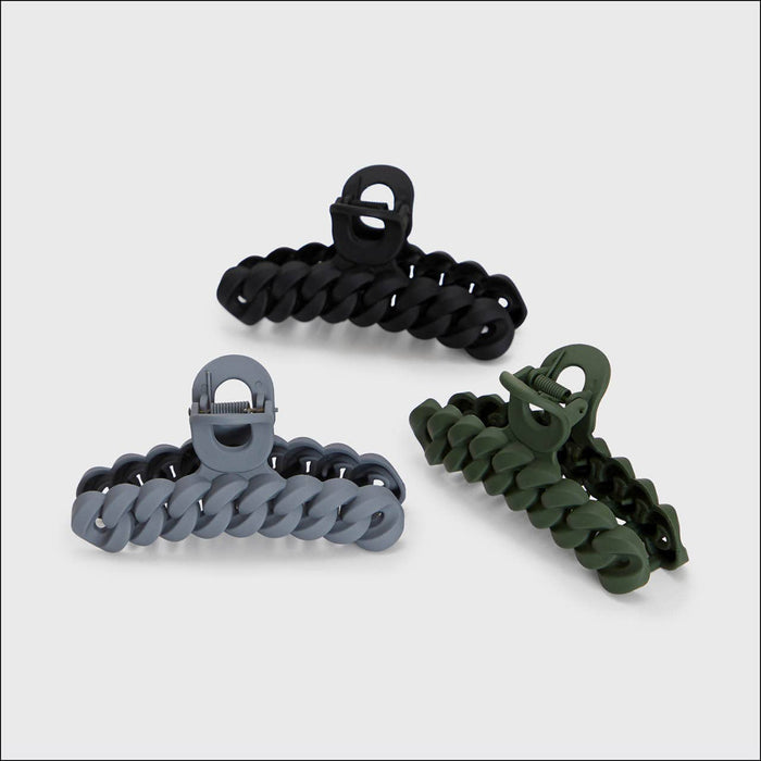 Kitsch Claw Clip 3pc Set - Black/Moss - Posh West Boutique