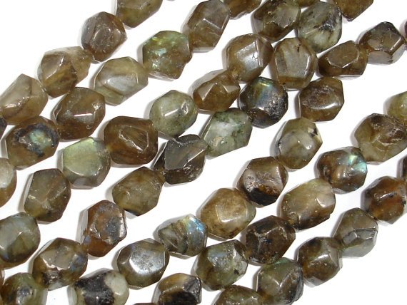 Labradorite Beads, 8x10mm Faceted Nugget Beads-BeadBasic