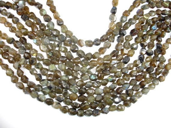 Labradorite Beads, 8x10mm Faceted Nugget Beads-BeadBasic