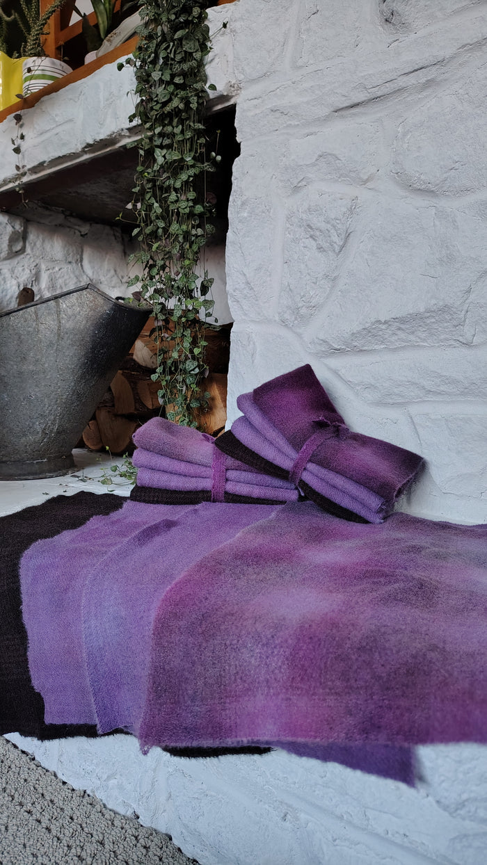 Lilac Hand Dyed Wool Fat Eighth Bundle