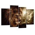 Lion Wall Art Canvas Painting Framed and Ready to Hang 4 Panels - EK CHIC HOME